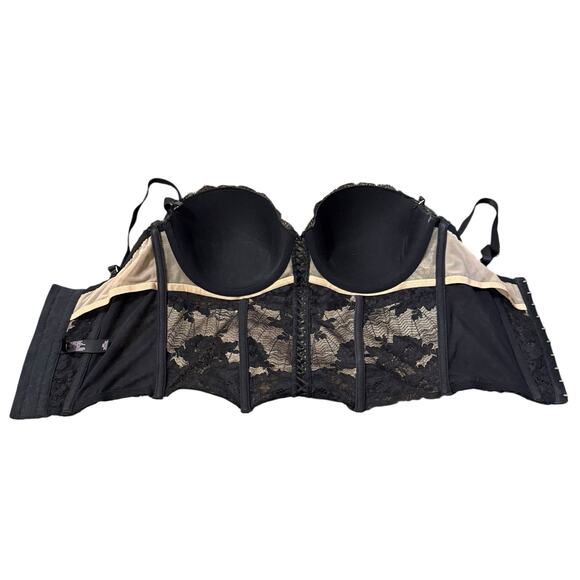 Victorias secret black & nude corset top lace tie up the front bra size 36D - Picture 3 of 9